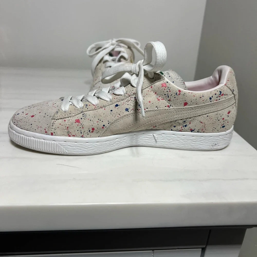Puma Men's Natural Paint Splatter Sneakers‎ Suede Classic Allo Gray Size 8.5